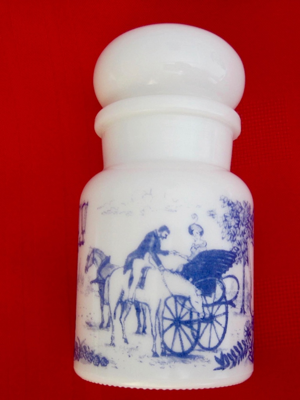 Made in Belgium, Apothecary Milk Glass Jar with Bubble Seal Lid. Vintage 70's.